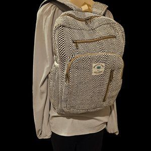Handmade Large Multi Pocket Natural Hemp Nepal Backpack